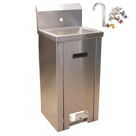 Bk Resources Hand Sink With Pedestal, Faucet, 1 Hole, 1-7/8" DR 14 in x10 in x5 in BKHS-W-1410-PED-P-G